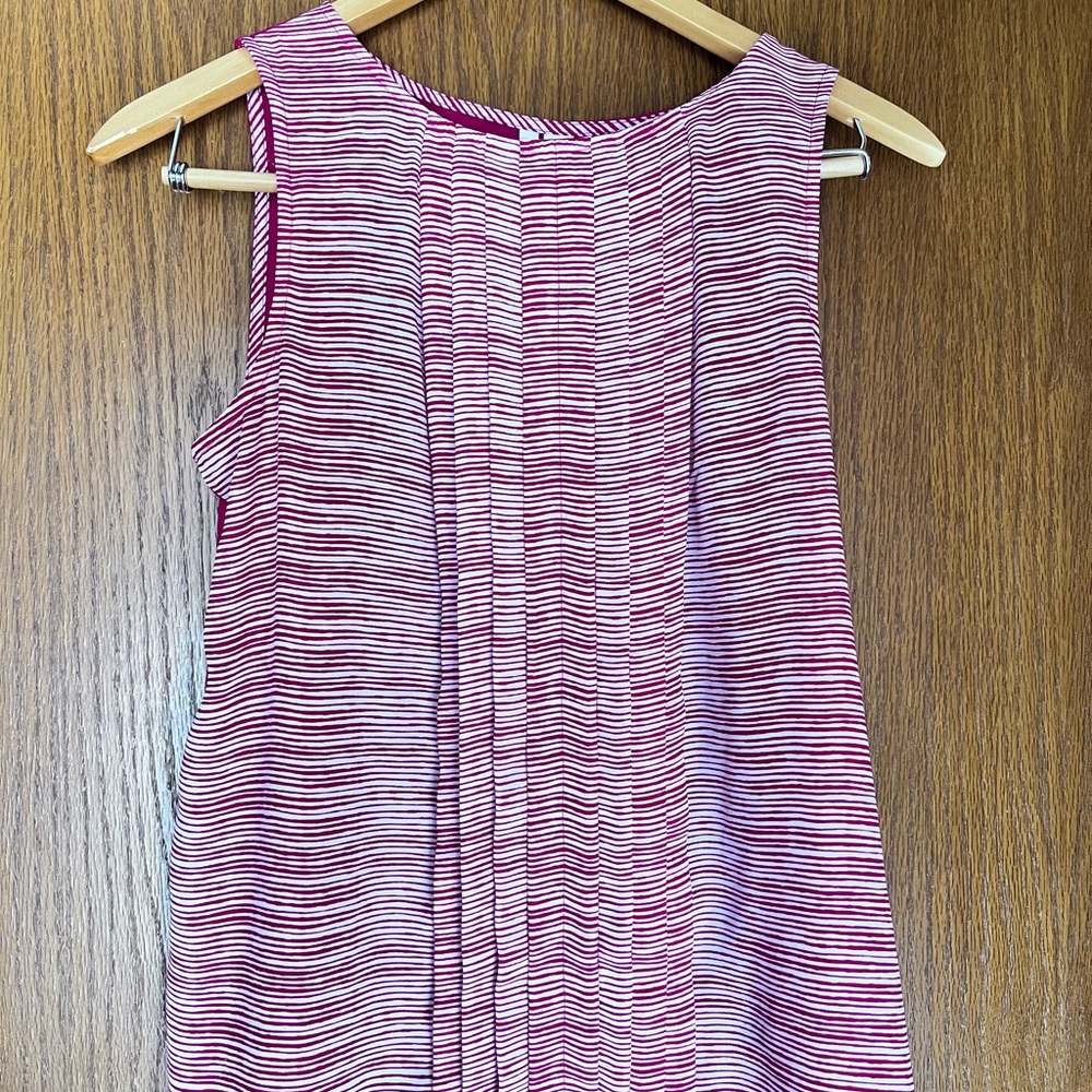 Elle Red and White Striped Pleated Front Sleeveless Top